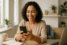 Primeiro contato - mulher usando smartphone