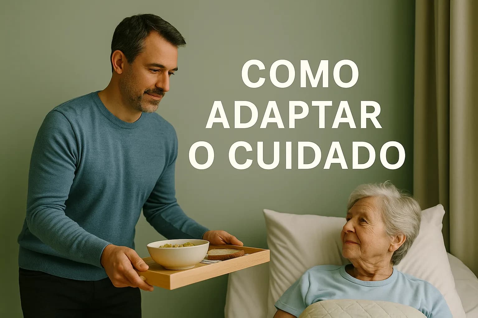 Cuidador adaptando o cuidado para pessoa com demência em fase avançada
