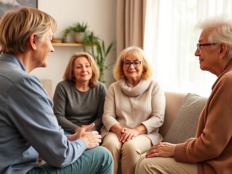 Família com crianças e avó idosa numa conversa carinhosa sobre o Alzheimer, apoiando as crianças a entender a doença