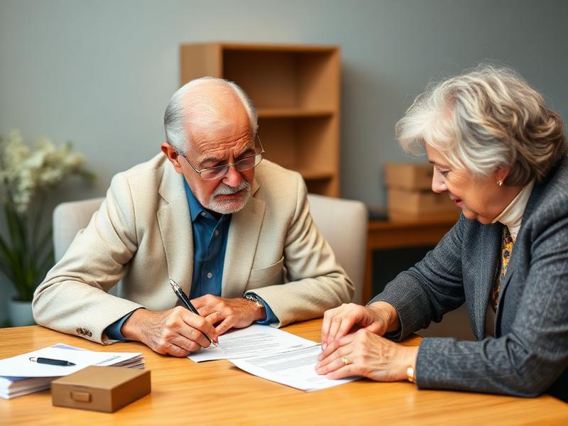 Documentos legais e financeiros sobre mesa representando a proteção do patrimônio de pessoa com Alzheimer contra golpes e fraudes