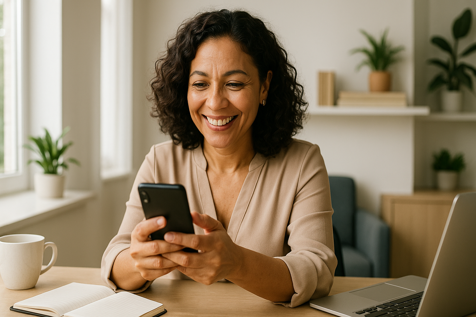 Primeiro contato - mulher usando smartphone
