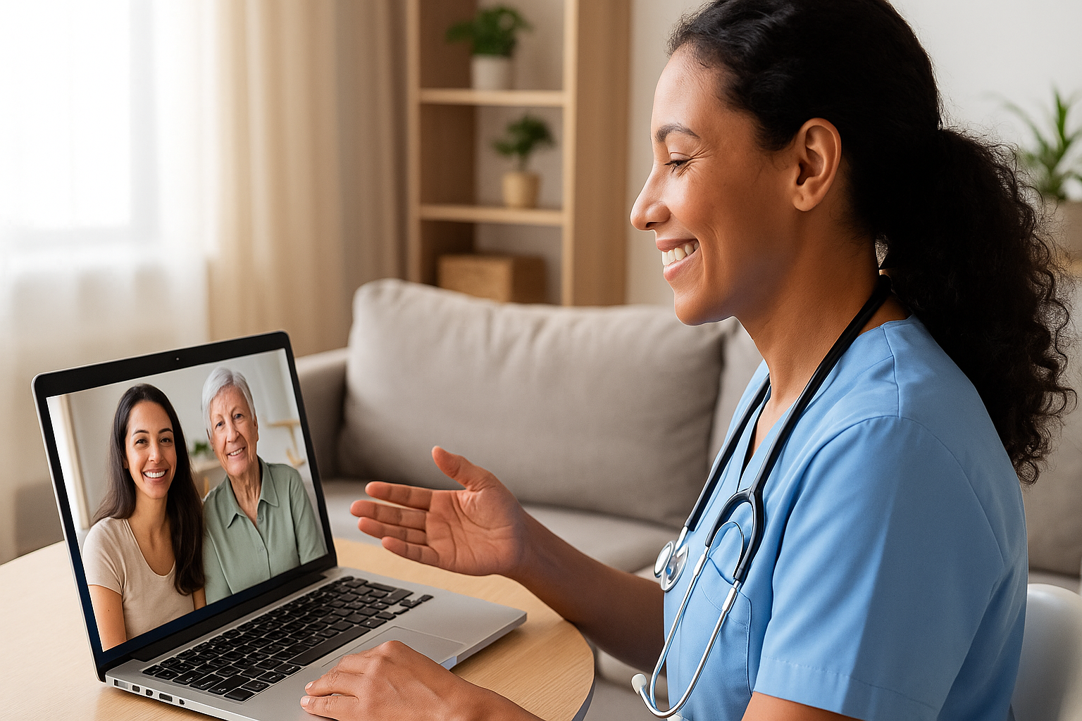 Consulta inicial - enfermeira em videochamada